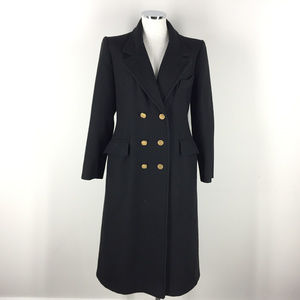 Vintage Black melton Coat Women's S M overcoat